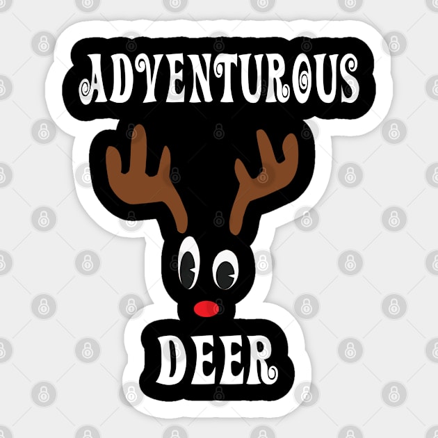 Adventurous Reindeer Deer Red nosed Christmas Deer Hunting Hobbies   Interests Sticker by familycuteycom